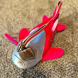 Betsey Johnson Red and Silver Airplane Clutch